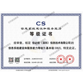 信息系统建设与服务能力CS2级证书